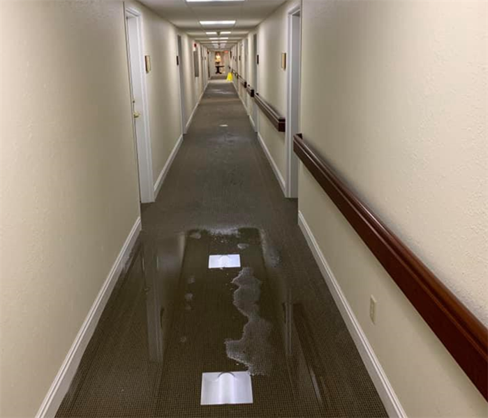 Hallway with water damage