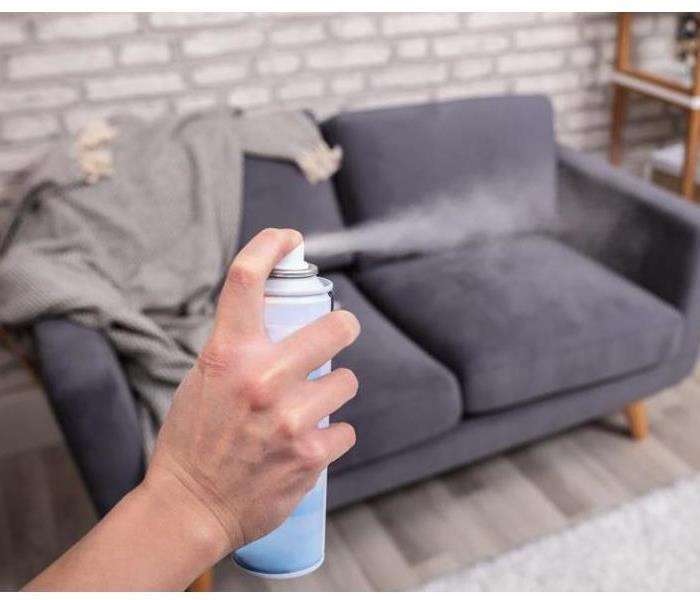 Air freshener sprayed on couch area